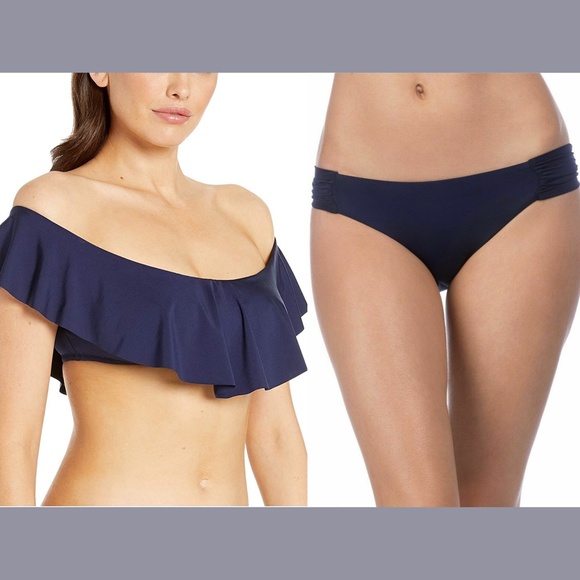 NWT $136 Trina Turk Off Shoulder Bandeau Bikini Top + Bikini Bottoms‎ [ 4 ] - Picture 1 of 15